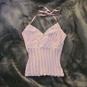Vintage Bebe Y2K Lace Halter Top